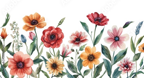 Watercolor flower collection expertly painted for wallpaper and textile applications