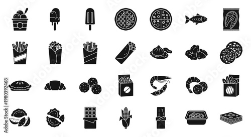 Collection of food and drink icons.