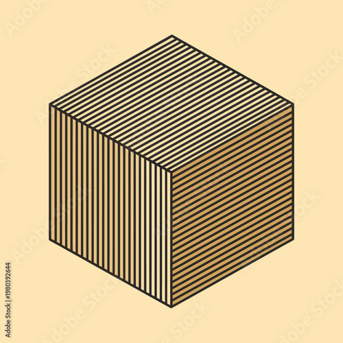 3D Cube with Striped Pattern Design.