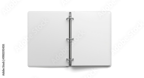 Top view blank ring binder isolated flat lay with copy space on white background for art or business use