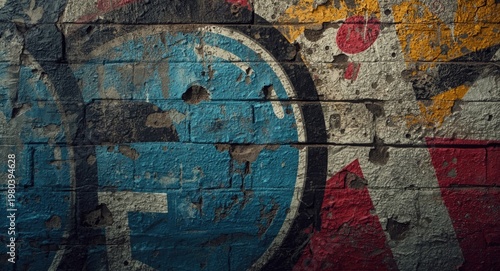 Urban graffiti texture detail with open copy space area