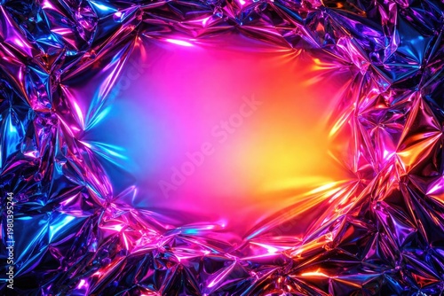 Glossy textured foil background with vibrant copy space