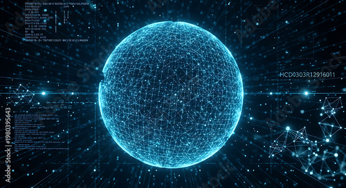 Futuristic satellite projecting holographic data onto Earth's atmosphere.