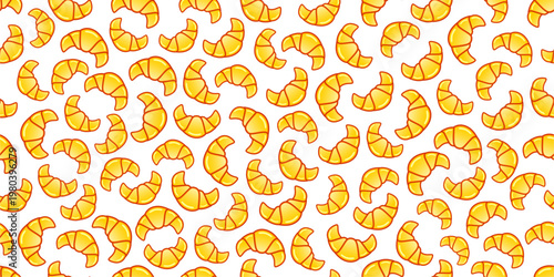 Croissant seamless pattern background. Seamless croissant  pattern background. Croissant seamless pattern vector design. Fast food croissant pattern background.
