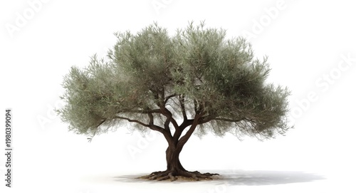 isolated olive tree with full canopy on clean white background