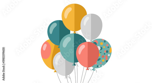 Colorful Party Balloons Floating.