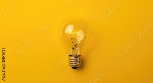 Entrepreneurial leadership inspiring innovative ideas with glowing bulb on yellow background