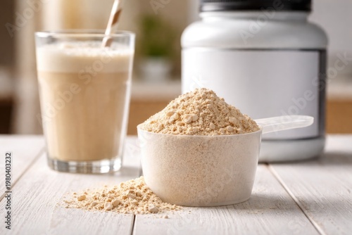 Close up of protein powder ...