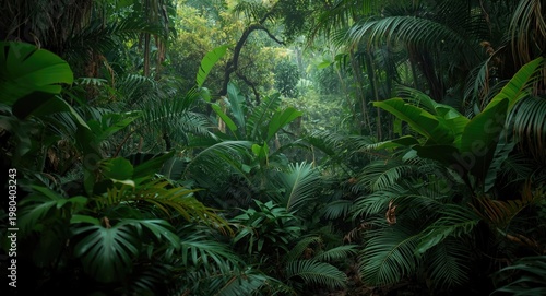 Vibrant jungle scene featur...