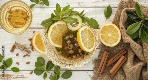 Zesty herbal tea with fresh...