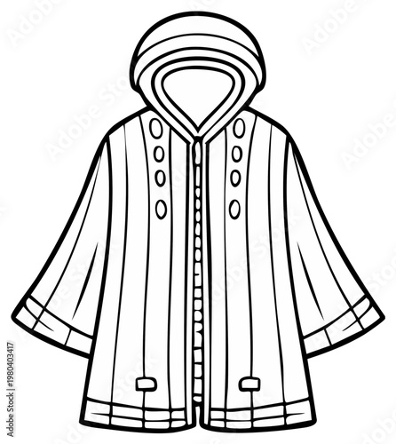 Outline of a hooded rain coat vector illustration