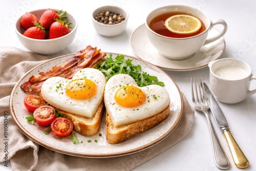 Heart-Shaped Eggs Breakfast...