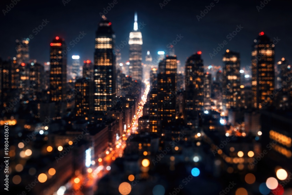 Fototapeta premium Beautiful blurred urban skyline with deep focus effect