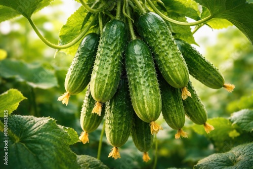 Fresh vibrant young cucumbe...