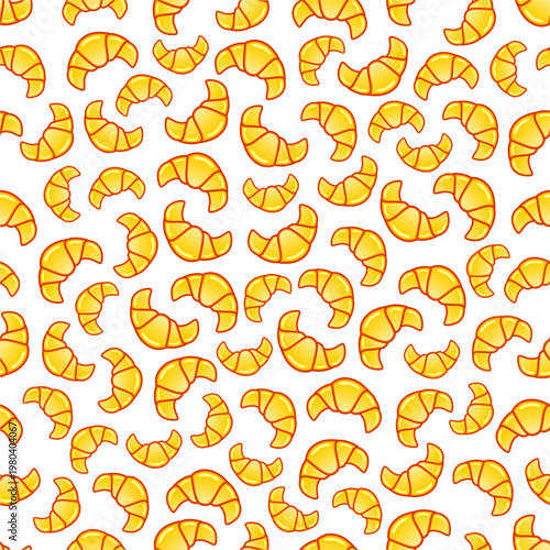 Croissant seamless pattern background. Seamless croissant  pattern background. Croissant seamless pattern vector design. Fast food croissant pattern background.