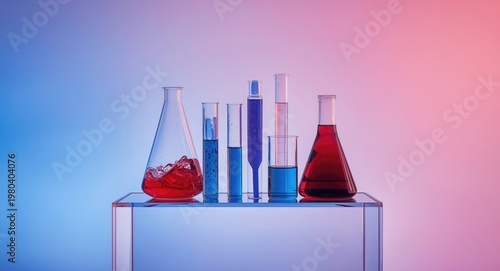 Medical lab scene with glas...