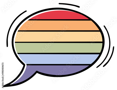 Rainbow colored speech bubble symbolizing diversity inclusion and LGBTQ pride communication