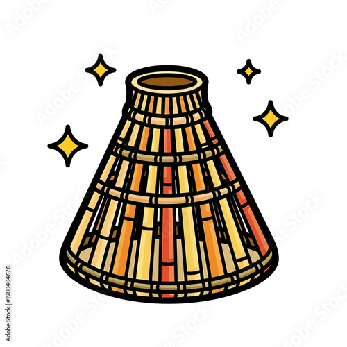 Vibrant stained glass lamp emits warm light with colorful patterns and sparkles around it