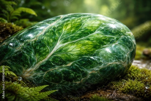 Close up of a vivid green m...