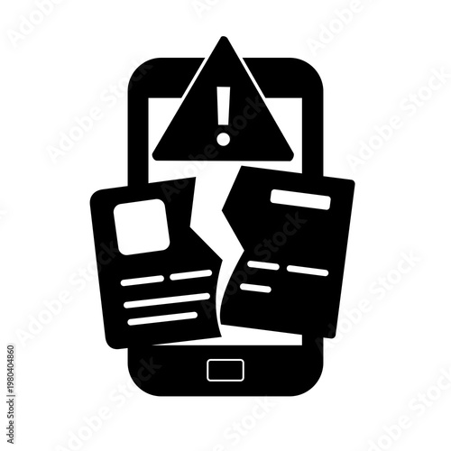 Smartphone Data Breach and Identity Theft Security Alert Icon