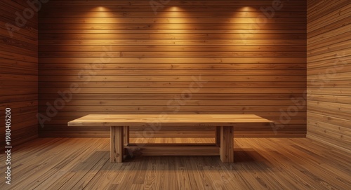 Wooden interior room with r...