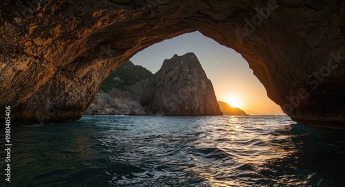 Mountain cave opening showc...