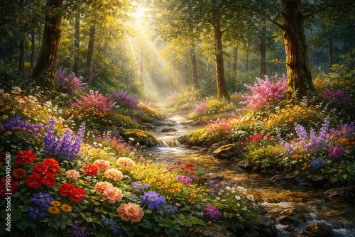 A vibrant painting of a lus...
