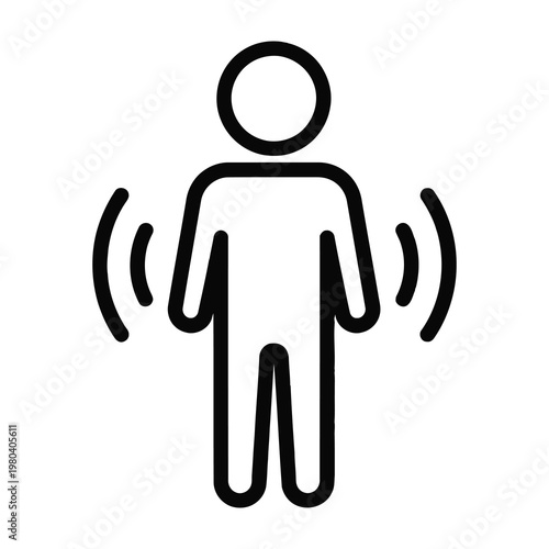 Person with sound waves around body