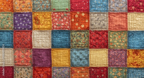 Vibrant patchwork fabric te...