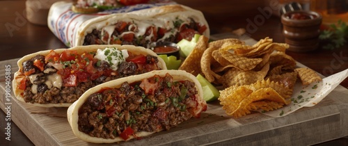Mexican meal variety featur...