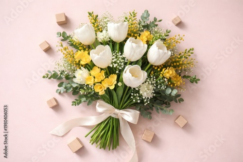 Top view elegant bouquet of...