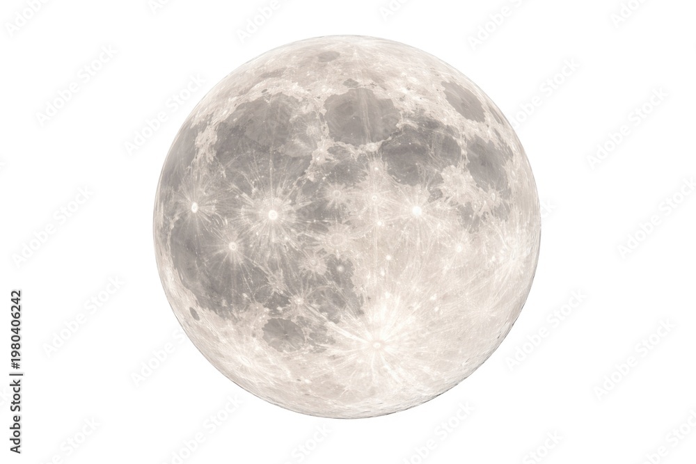 Fototapeta premium Detailed full moon close up with bright white backdrop