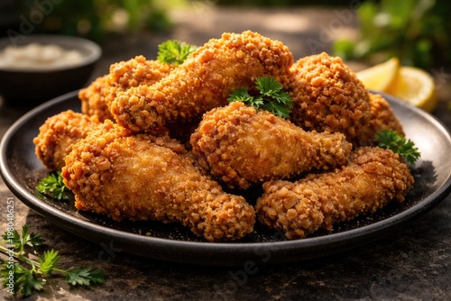 Tasty golden fried chicken ...