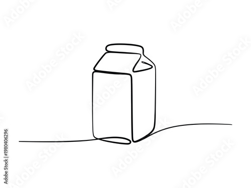 Continuous line drawing of a milk carton on white background