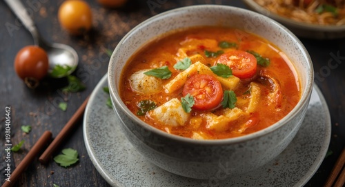 Tangy crab soup with tomato...