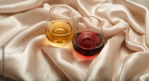 Two wine glasses resting on...