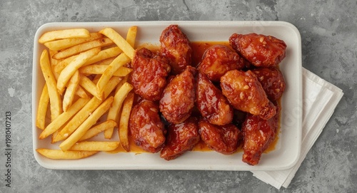 Flat lay of spicy barbeque ...
