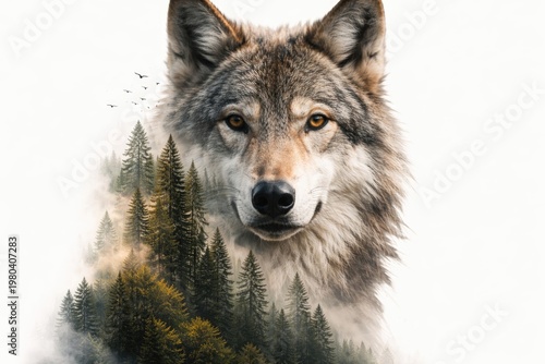 Double exposure portrait of...