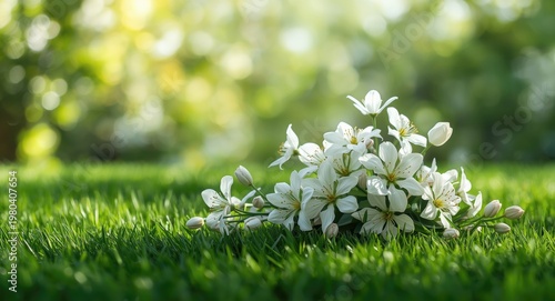 Painting of white blooms on...