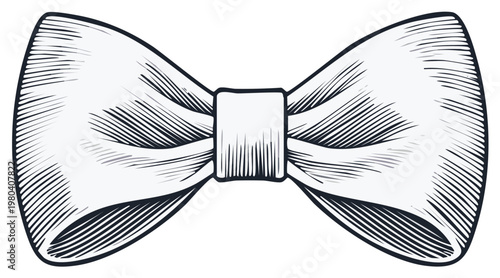 Elegant bow tie illustration in vintage engraving style, formal fashion accessory