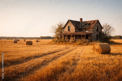 Abandoned farmhouse surroun...