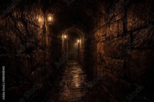 narrow dimly lit passageway...