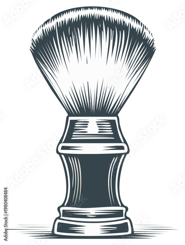 Vintage Shaving Brush Engraving Illustration for Barber Shop and Men's Grooming