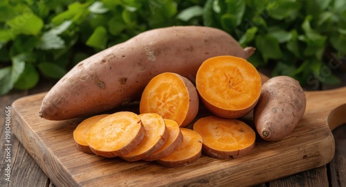 Sliced organic sweet potato...