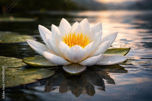 Close up white water lily b...