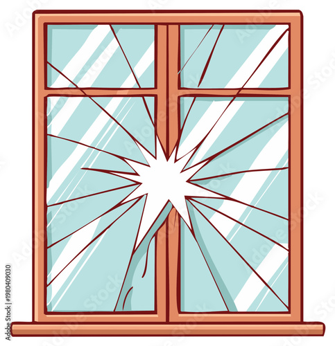 Cracked glass window destruction safety hazard home damage fragility concept