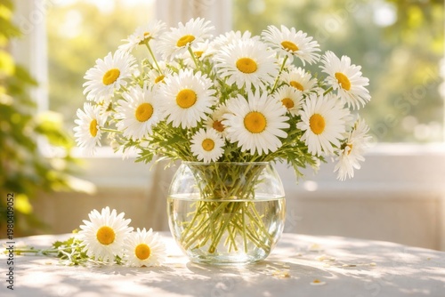 Cheerful daisies in a clear...