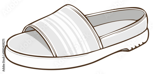 Casual striped slide sandal slipper isolated vector graphic for summer fashion