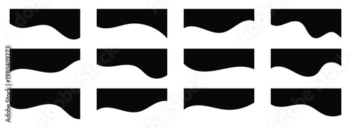 Creative divider wave shapes to separate content in blog posts and online articles. Abstract curved borders for enhanced readability and style. Divider icon set isolated on white background. Eps10