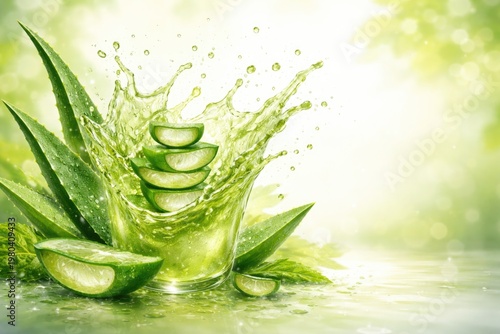 Aloe vera juice splash on a...
